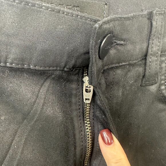 Joes Jeans Womens 29 Black Denim Coated High Rise Wide Leg The Mia Zip Fly NWT - Picture 3 of 9